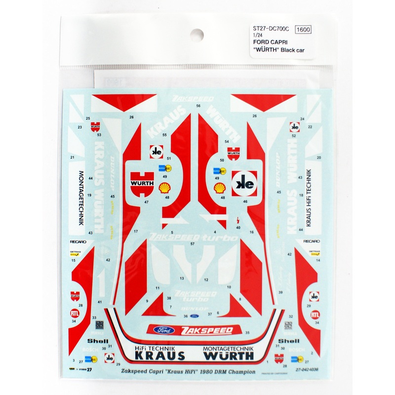 Studio27 ST27-DC700C Capri Wurth Black Car Decal for Tamiya 1/24