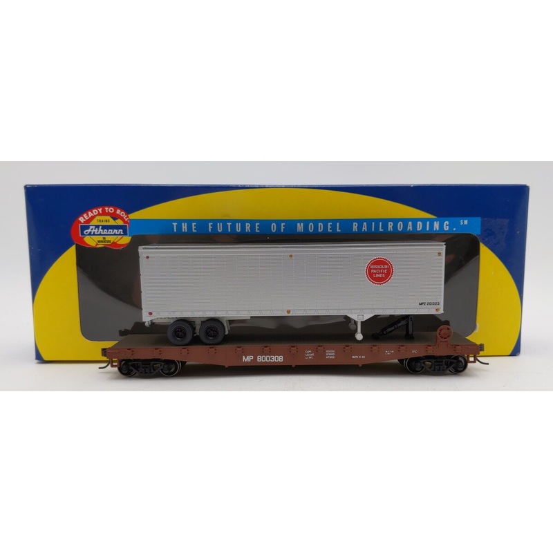 Athearn 72446 HO Missouri Pacific 50′ Flatcar w/ 40′ Trailer #800308 LN/Box