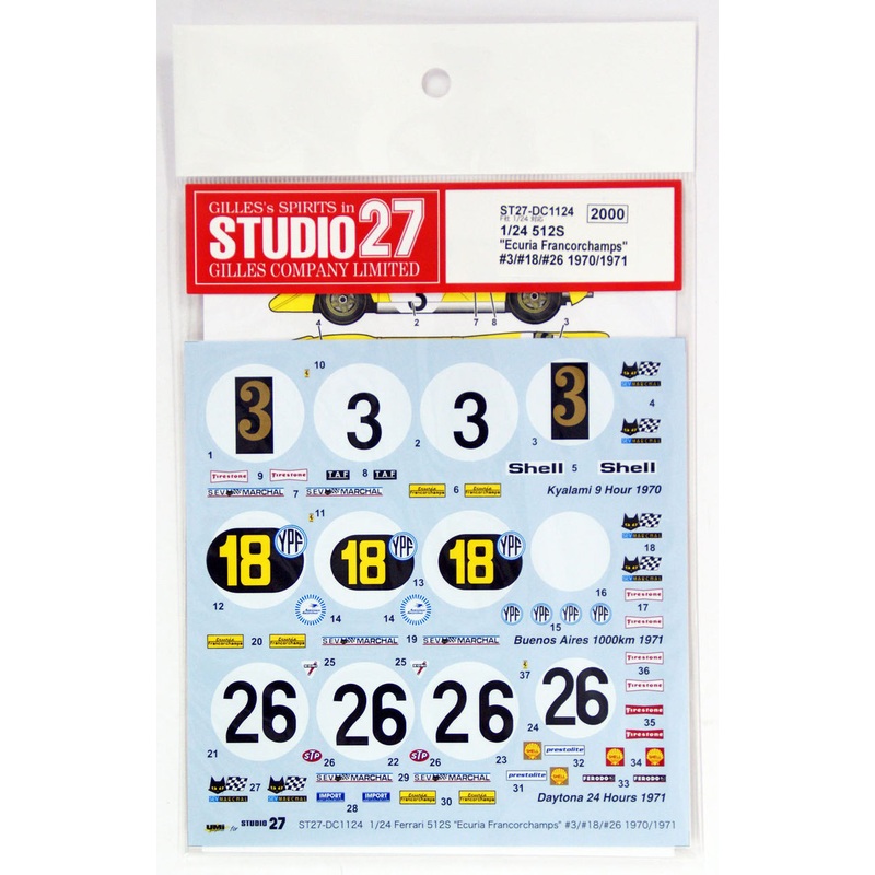 Studio27 ST27-DC1124 Ferrari 512S Ecuria Francorchamps Decal for Fujimi 1/24