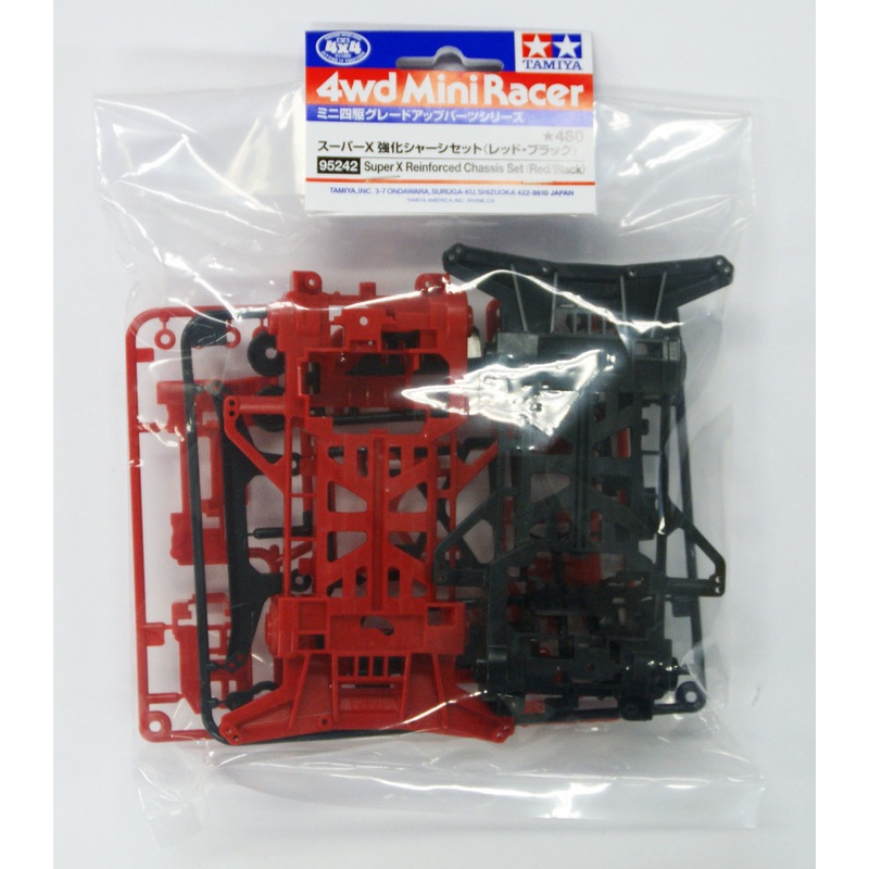 Tamiya 95242 Mini 4WD Super X Reinforced Chassis Set (Red/Black)