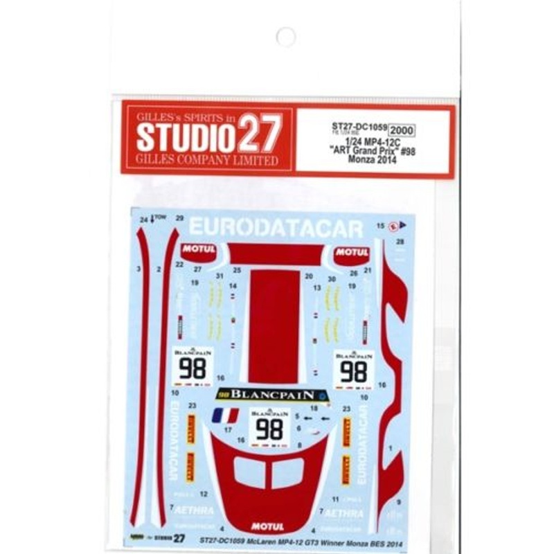 Studio27 ST27-DC1059 McLaren MP4-12C ART Grand Prix #98 Decal for Fujimi 1/24