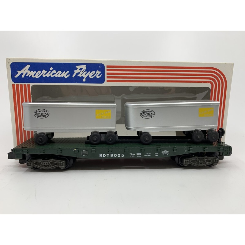 American Flyer 4-9005 S Gauge New York Central Flatcar with Vans LN/Box