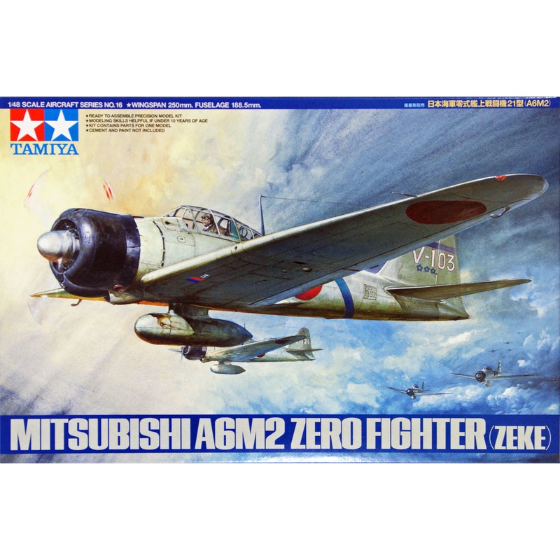 Tamiya 61016 Mitsubishi A6M2 Type 21 Zero Fighter (Zeke) 1/48 Scale Kit