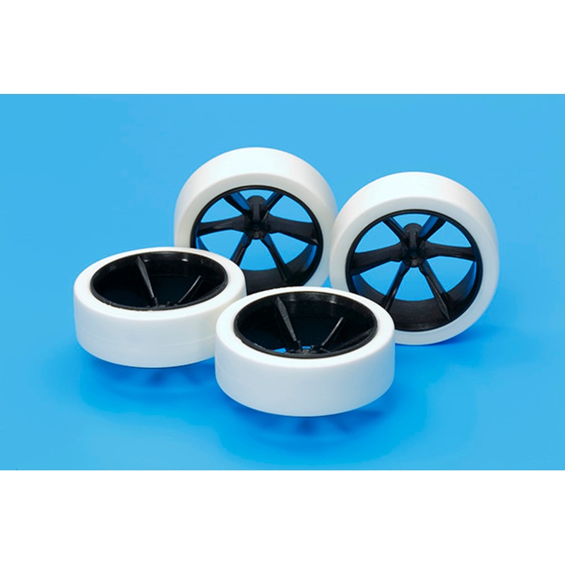 Tamiya 95371 Mini 4WD Hard Large Diameter LP Tire/Wheels & LP Tire/Carbon Wheel 6-Spoke