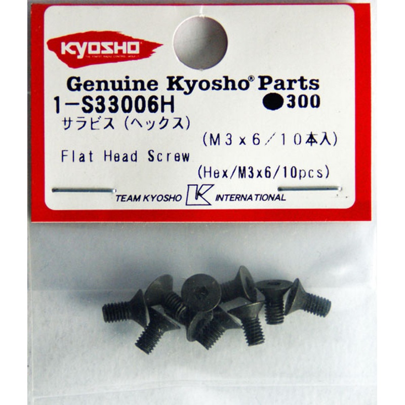 Kyosho 1-S33006H Flat Head Screw (Hex/ M3 x 6/ 10 pcs)