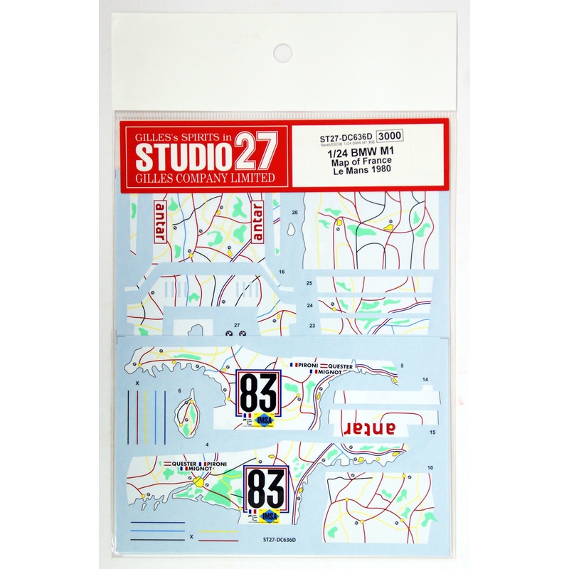 Studio27 ST27-DC636D BMW M1 Map of France LM 1980 Decal for Revell/ESCI 1/24