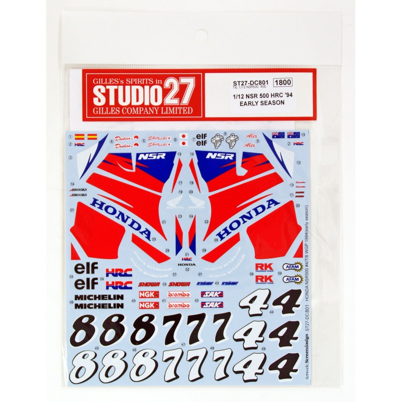 Studio27 ST27-DC801 NSR500 HRC 1994 Early Season Decal for Tamiya 1/12