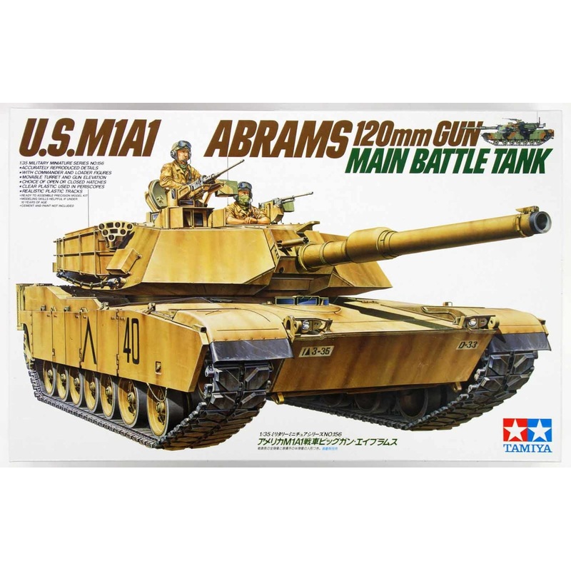 Tamiya 35156 US M1A1 Abrams 120mm GUN Main Battle Tank 1/35 Scale Kit