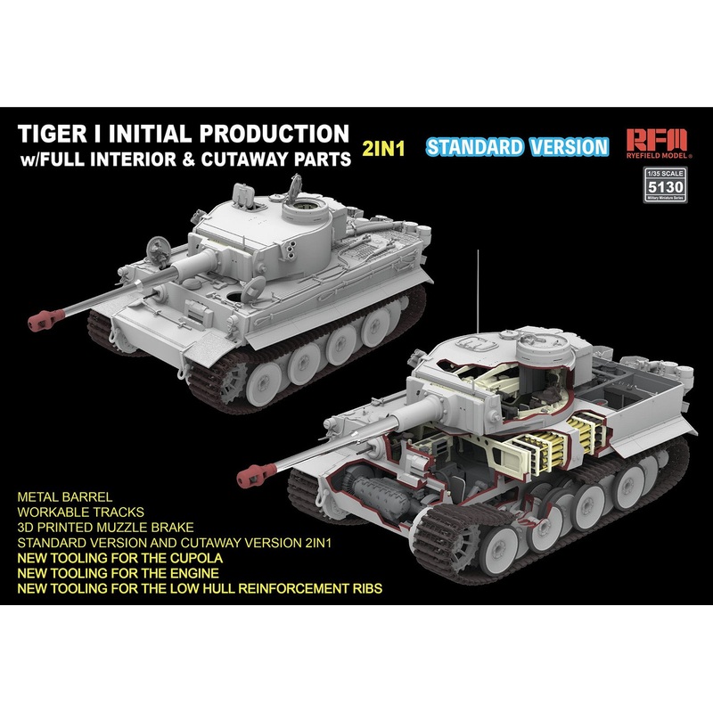 1/35 Tiger I Heavy Tank Initial Model Early 1943 w/Full Interior & Cut Model Part Regular Edition Plastic Model