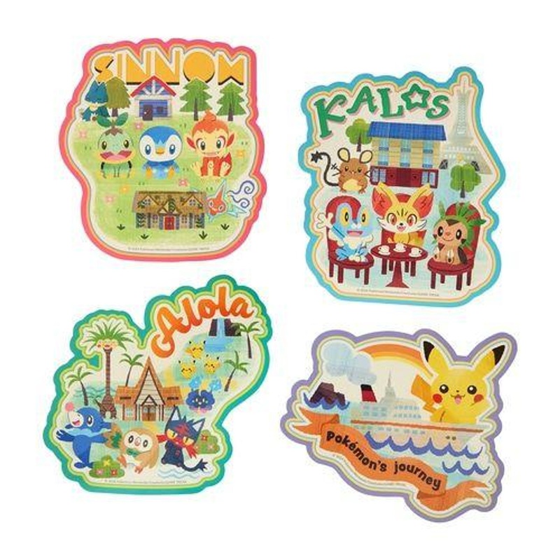 Pokemon Center Original Sticker Set Of 4 Sheets  Sinnoh  Kalos  Alola  Pikachu