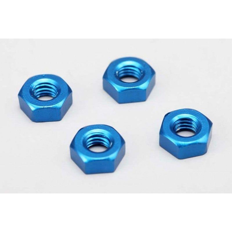 Yokomo ZC-N3APBB Plain Nut (Blue 4 Pieces) 3mm Aluminum