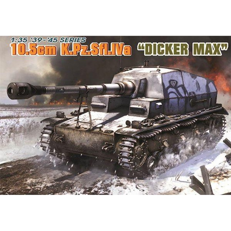 DRAGON 1/35 WW.II German Army Type IV Model a 10.5cm Antitank Self-propelled Gun Dicker Max w/Magic Track Plastic Model