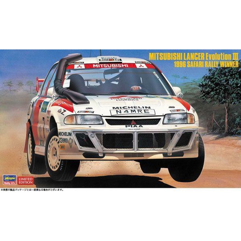 Hasegawa 1/24 Mitsubishi Lancer Evolution III “1996 Safari Rally Winner” Plastic Model
