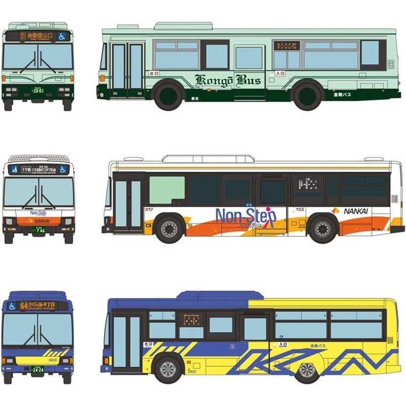Tomytec Bus Collection Goodbye Kongo Bus 3 Companies in Front of Tondabayashi Station 3 Bus Set (N scale)