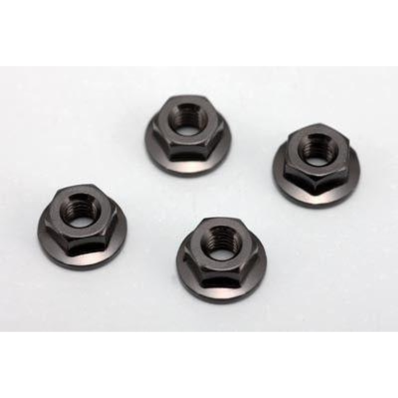 Yokomo ZC-N4FBKA Flanged Nut (Black 4 Pieces) 4mm / Aluminum Serration