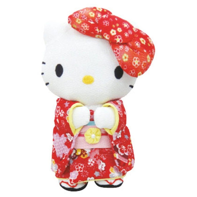 Big Ribbon Hello Kitty Kimono Plush M Red